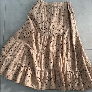 Chic Tan Eyelet A-Line Skirt